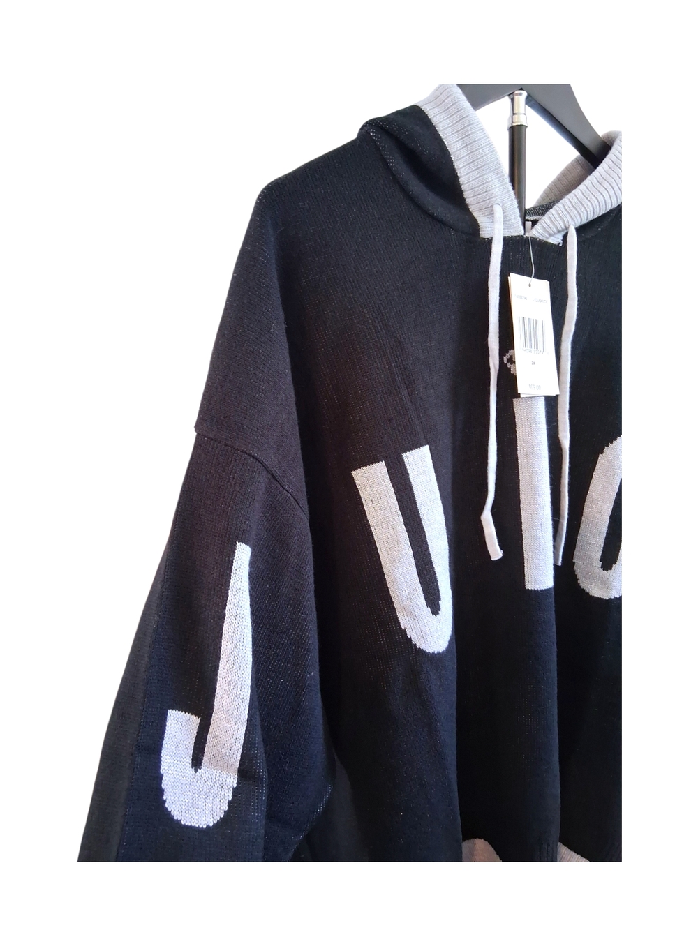 🆕 Juicy Couture Pullover Hooded Sweater - Black & Grey Womens 2X - Picture 5 of 9